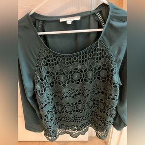 Loft raglan sleeve top in emerald green